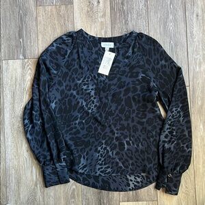 Evereve Black Leopard Print Women's Top